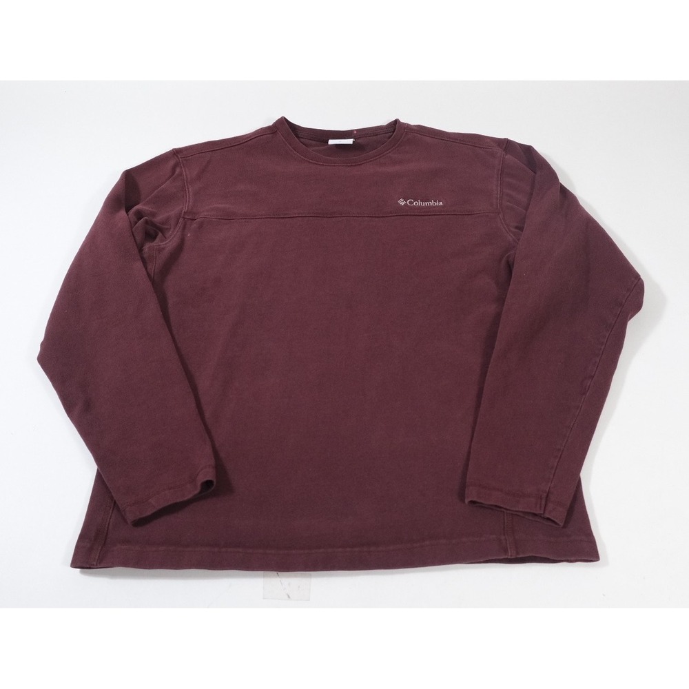Columbia Long Sleeve Shirt Womens M‎ Burgundy Crew Neck Heavyweight Cotton